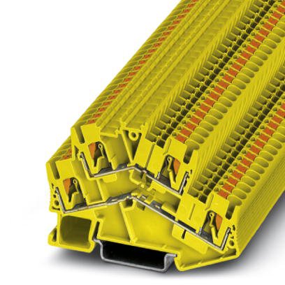 Phoenix Contact Multi-Level - Desk Design Terminal Block; PTTBS 2.5 YE ; 20A; 300V; 2-Level; #24 - #12; Push-In Connection; Yellow